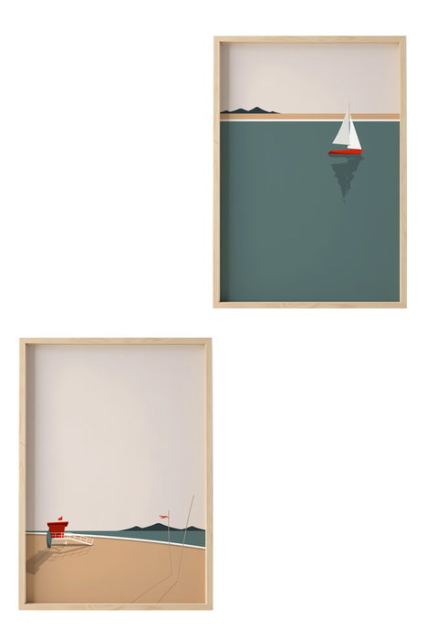 Wallity Huhu486 - Set de 2 Pinturas Decorativas en MDF con Marco 35 x 50 cm